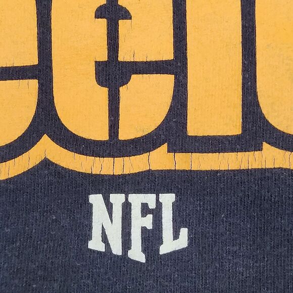 Pittsburgh-Steelers Shirt Large 23x26 Spellout Black Yellow - Picture 4 of 12